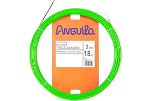 ANGUILA MAX Anguila | Guía Pasacables | Tubos Estrechos | Fijos con Lazo | Poliéster Trenzado | Color Verde | Diámetro 3mm | 18 metros