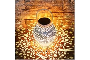 KOOPER Birthday Gifts for Women, Dragonfly Garden Ornaments Outdoor Hanging Solar Lanterns, Metal Garden Solar Lights Perfect Dragonfly Gifts Presents Mothers Day Gifts for Women Mum Grandma