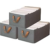 KATTAO XL Wardrobe Organizer, Storage Boxes for Clothes 46 x 20 x 20 cm | Grey Storage Boxes Rigid Stackable Foldable Storage
