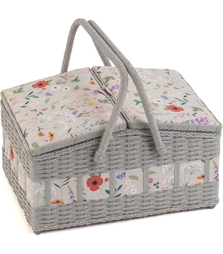 Scatola Da Cucito Prym In Legno Bianco - Compartimenti Multipli, Tessuto Vichy (36x19x23 Cm) - Foto 14