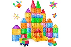 Katiago Magnetic Tiles for Kids 76PCS Magnetic Building Blocks Educational Learning Construction STEM Toys for Boys Girls Age 3 4 5 6 7 8 Years Old Christmas Birthday Gifts