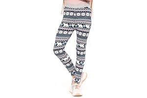 hi!mom Dziewczęce bardzo grube spodnie świąteczne ciepłe legginsy zimowe spodnie termiczne futro wewnątrz dzieci z podszewką polarową pluszowe przytulne spodnie świąteczne wzory jednolite kolory na co