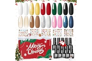 COSCELIA Lakier do paznokci UV 10 kolorów Biały Czarny Czerwony Zielony Brokat lakier żelowy do paznokci do stylizacji paznokci zestaw startowy prezent paznokcie żelowe kolory z naklejkami