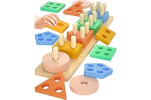 Uping Puzzle Holz ab 1 Jahr Montessori Sortierspiel Holzspielzeug Sortierspielzeug Motorik Lernspielzeug Babyspielzeug 1 2 3 Jahr Geburtstagsgeschenke für Jungen und Mädchen