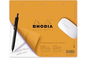 RHODIA 19410C - Notepad Mouse Pad Clic Bloc Orange - 19x23 cm - Small Tiles - 30 Detachable Sheets - White Clairefontaine Paper 80 g/m - Non-slip Bottom - Classic