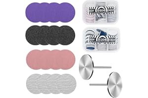 SINRAD 120 Pezzi Dischi Abrasivi Pedicure, 25MM Strumento per Pedicure Carta Vetrata, Disco Abrasivo di Ricambio per Pedicure Con 2 Basi per Chiodi in Metallo(Grana 80, 120, 180, 240)