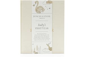 DUNCAN & STONE PAPER CO. Baby First Year Book (Cream) Baby Memory Book from Pregnancy to First Year - Baby Journal & Photo Album - Gifts for First Time Parents