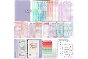 QUPUCE Raccoglitore ad Anelli A6 Italiano, Budget Planner Binder con 8 tipi Risparmia Il Denaro Challenge, Agenda Risparmio Soldi con Buste a Cerniera per Lavoro e Casa Budget di Contanti Organizzatore