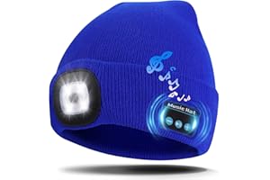 Kaishengyuan Bonnet de Musique sans Fil Bluetooth,Bonnet d'hiver avec lumière,4 LED Perles de Lampe, Chargement USB,Homme Femme Beanie Musique Convient à Sports Ski Patinage Marche
