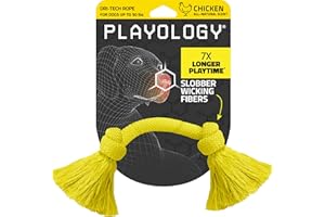 Playology Dri Tech Rope Dog Chew Toy for Medium Dogs up to 50lbs. | Engaging, All-Natural Chicken Scented Toy for Tough Chewers | Easy to Clean | Interactive and Non-Toxic