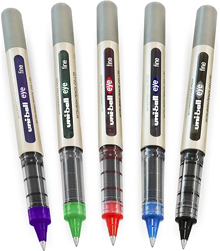 UNI-BALL - Uni Mitsubishi Pencil - 12 Stylos Uni-Ball Eye Fine UB-157 - Stylo Roller Encre Liquide Bleue - Pointe 0,7 Mm - Écriture Medium