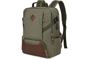 Kasgo Mochila Hombre Mujer, Mochila Viaje Lona Vintage Mochila Antirrobo Impermeable Mochila Portátil Ordenador 15.6 Pulgadas con Puerto USB Mochila Trabajo Casual Mochila Universidad Adolescente
