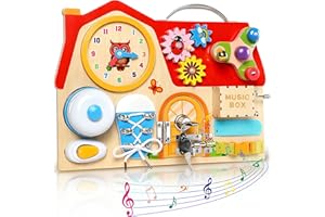 LUVTOY Wooden Busy Board, Jeux Montessori Éducatif Jouets d'Activité et de Développement, Activité Sensoriel Parcours Motricité Bébé Jeux Educatif Jouet Enfant, Jeux Enfant Voyage, Cadeaux de Noël