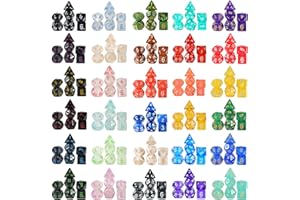 FLASHOWL Zestaw kości 30 zestawów kości D20 zestaw kości perłowych kości 210 sztuk kości wielościenne i RPG kości wielościenne DND kości gwiaździste niebo gry stołowe zestaw kości W20 DND kostka do