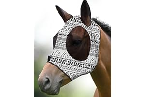 Harrison Howard Super Comfort Stretchy Fly Mask Large Eye Space with UV Protection Soft on Skin with Breathability Ethnischer Druck (M)