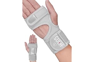 SUEH DESIGN Attelle Poignet, Orthese Poignet réglable pour Soulager la Douleur due au Syndrome du Canal Carpien, Tendinite et Arthrite, Protege Poignet pour Main Gauche, Gris