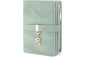 HNOOM Carteras de Mujer Cuero PU Monedero Muje Pequeñas Formato Corto Billeteras para Mujer Bloqueo RFID Cartera, Monederos Tarjetero con 19 Ranuras para Tarjetas y Monedero Cremallera (Verde)