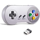 miadore 2.4G Wireless Controller Chargeable Classic SNES USB Gamepad Joystick mit USB-Empfänger/Ladekabel für Spiele, Unterst