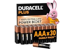 DURACELL Baterie Plus AAA, 30 szt., baterie alkaliczne 1,5 V – nawet do 100% więcej energii dzięki formule POWER BOOST ze składnikami aktywnymi– dobre dla urządzeń codziennego użytku – LR6 MN1500