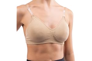 Silky Dance Seamless Clear Back Dance Bra with Removable Padding, Backless Dance and Sports Bra for Women and Girls, 2 Clear Back Strap and 2 Sholder Straps in Nude and Dark Nude
