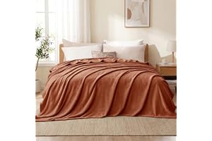 Aisbo Gosig filt, fluffig filt, orange, fleecefilt, 220 x 240 cm, XXL, stor varm soffilt, gosig filt, orange, mjuk som sofföv