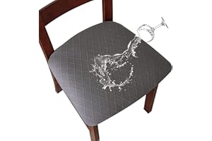 SHENGYIJING Stretch Diamond lattice Waterproof Chair Seat Covers for Dining Room Chairs Covers Dining Chair Covers Kitchen Chair Covers with Buckle (Gray,6)