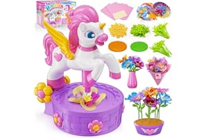 KIDLUNA Unicorn Gifts Toys for 3-12 Girls,Poke-in Arts & Craft Kits for Kids Fabric Flower Bouquets Colorful Petals & Stems,Cute Flowerpot,Base & Vase, Educational Toys Creative Gifts for 4 5 6 7 8 9 10 Girls