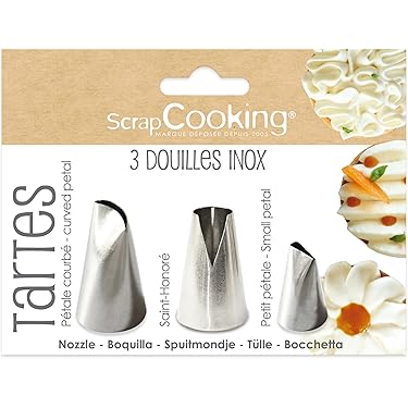 ScrapCooking 3er-Set Spritztüllen Für Cupcakes – Edelstahl, Sterntülle & Blumentülle, Für Spritzbeutel