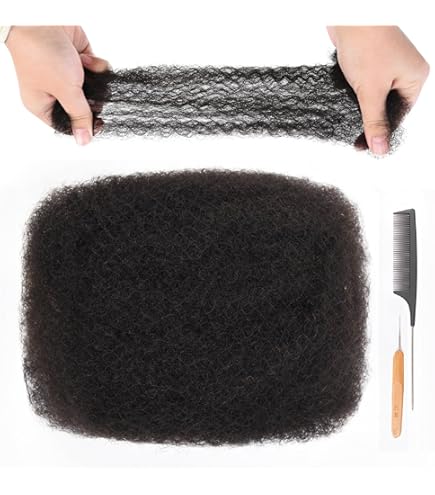 Capelli Umani 100% Afro Kinky Sfusi, Lunghezza 20 Cm, Per Riparare Dreadlocks, Twist E Trecce, 1 Pacchetto - Foto 3