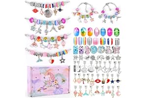 Victse 129 Pezzi Kit Braccialetti fai da te Bambina, Unicorno Regalo Bambina 5-13 Anni, Crea Perline per Braccialetti Bambina Ragazza 5-13 Anni, Idee Gioielli Regali per Natale, compleanno, Pasqua