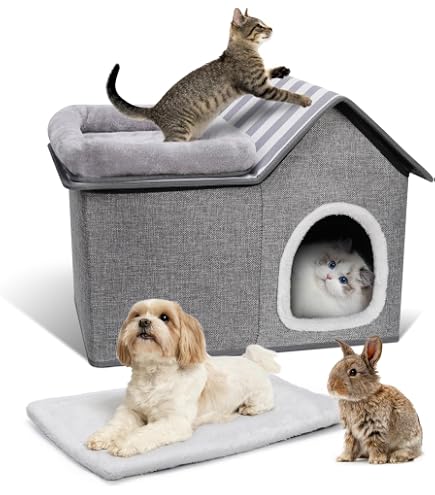 Galatée Katzenhöhlenbett Mit Rutschfester Unterseite – Warmes, Gemütliches Höhlenbett Für Katzen & Kleine Hunde (Größe M, Weiß)