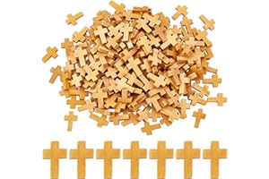 SUNNYCLUE 200Pcs Ciondoli A Croce in Legno Ciondoli A Croce Piccola in Legno Naturale con Foro per Bomboniere Collana Creazione di Gioielli Accessori Fatti A Mano Artigianali Fai-da-Te, Cammello