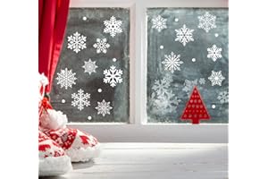 Agoer 140 sztuk płatków śniegu, dekoracja okienna, na Boże Narodzenie, statycznie przylegające PCW, zimowe naklejki na okno, samoprzylepne naklejki na okno, witryny sklepowe, witryny