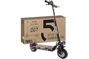 ZWHEEL Patinete Eléctrico Adultos Homologado DGT - 1200-2000W Max, 35-70km Autonomía, Regeneración al Frenar, Doble/Cuádruple Suspensión Hidráulica Mejorada, IP54, Ruedas 10" Tubeless - Pantalla y App