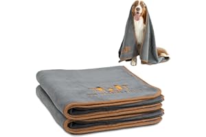 The Wagging Tailor Dog Towel XL 130cm x 70cm (600 GSM) - Luxury Microfibre Dog Towels for Drying Dogs Large & Small (Grey - 2 Pack)