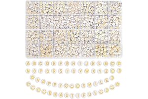 EUES Cuentas Letras para Pulseras,Cuentas de Letras de La A a La Z， Redondas Abalorios Letras para Pulseras，Letras Pulseras Friendship Bracelet Kit Bricolaje