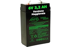Batteria di ricambio per lampada di emergenza BEGHELLI 1499 6 volt 3,2 ah piombo ricaricabile ANFEL