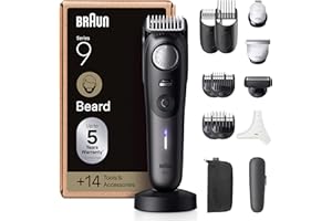 Braun Tondeuse A Barbe Electrique Pour Hommes Series 9 BT9565, Titane, Etanche, Coffret De Rasage Avec +14 Outils De Barbier, Lame Pro Blade, 52 Longueurs Pour Raser Le Visage, Kit Avec Accessoires