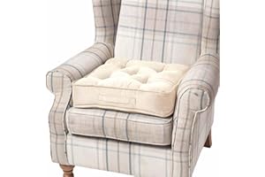 HOMESCAPES Cream Armchair Booster Cushion Large Firm 50 cm Square Seat Pad with Supportive 10 cm Thick Lift Luxury Soft Touch Faux Suede Cushion For The Elderly, Post-Operative and Pregnancy