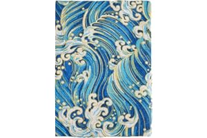 SUPERFINDINGS Suitable for fabric book cover, A5 book protector in blue wave Japanese style, book cover for scrapbook reader, 15 x 21.8 cm