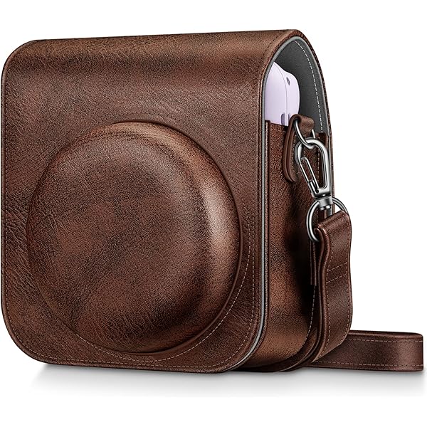 BriLumin Cameratas voor Fujifilm Mini 12, PU-leren beschermhoes, compatibel met Instax Mini Instant en Digital Hybrid camera, bruin, Camera tas