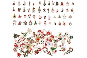 50st Jul Emalj Berlocker, Söta Jul Hängen Träd Snöflinga Snögubbe för Halsband Armband Smycken DIY Hantverk