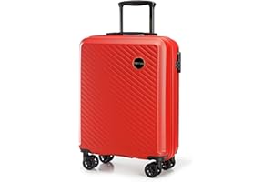 WITTCHEN Walizka Circle Line - kolekcja z tworzywa ABS z ukośnymi paskami błyszczącą strukturą, czerwony, S, Bagaż podręczny