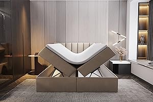‎TRADA Palermo Boxspringbett mit Bettkästen H3 Matratze mit Topper (Beige, 140 x 200 cm)