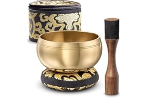 Silent Mind - Bol Tibétain Chantant pour la Purification et la Méditation - Inclut un Maillet avec Prise en Main Type Crayon, Coussin et Boîte de Rangement