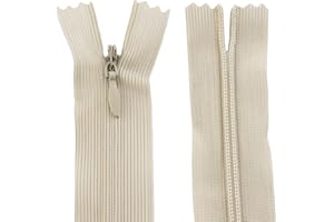 Aerzetix - C61757 - Set di 10 Cerniere Invisibili 50cm Non separabili - Cerniera Lampo - Colore Beige Chiaro - pelletteria Jeans Pantaloni Vestito Gonna Abbigliamento Cucito