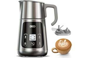 Dreo All-in-1 Milk Frother, Automatic Foam Maker for Latte Art-Level Microfoam and Hot/Cold Coffee, 27oz/800ml Electric Milk Warmer with 30+ Drinks, Dishwasher Safe, Dairy/Plant-Based Milk