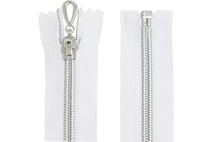 AERZETIX - C64089 - Lot de 2 Fermetures éclair à glissière spirale N°5 65 cm séparable autobloquant - maille en nylon argentée - tirette curseur en métal - couleur blanc - mercerie