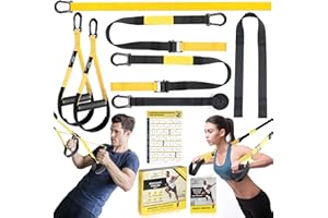 ‎COFOF Schlingentrainer, Sling trainer für ein Ganzkörpertraining, Schlingentrainer für zuhause mit Großem Griff Türankerbefestigung Tragtasche, Übungsanleitung for Homegym