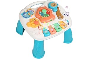 SK MISS Baby Activity Table, Sensory Toys for Babies with Lights and Sounds, Musical Learning Activity Table for 1 Year Old, Early Education Music Toys Gifts for Toddlers Kids Boys Girls (XWUK-004)